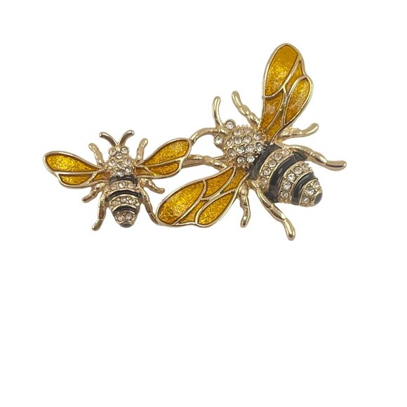 Vintage Napier Bee Brooch Pin With Rhinestone Accents and Enamel Wings - Picture 2 of 8